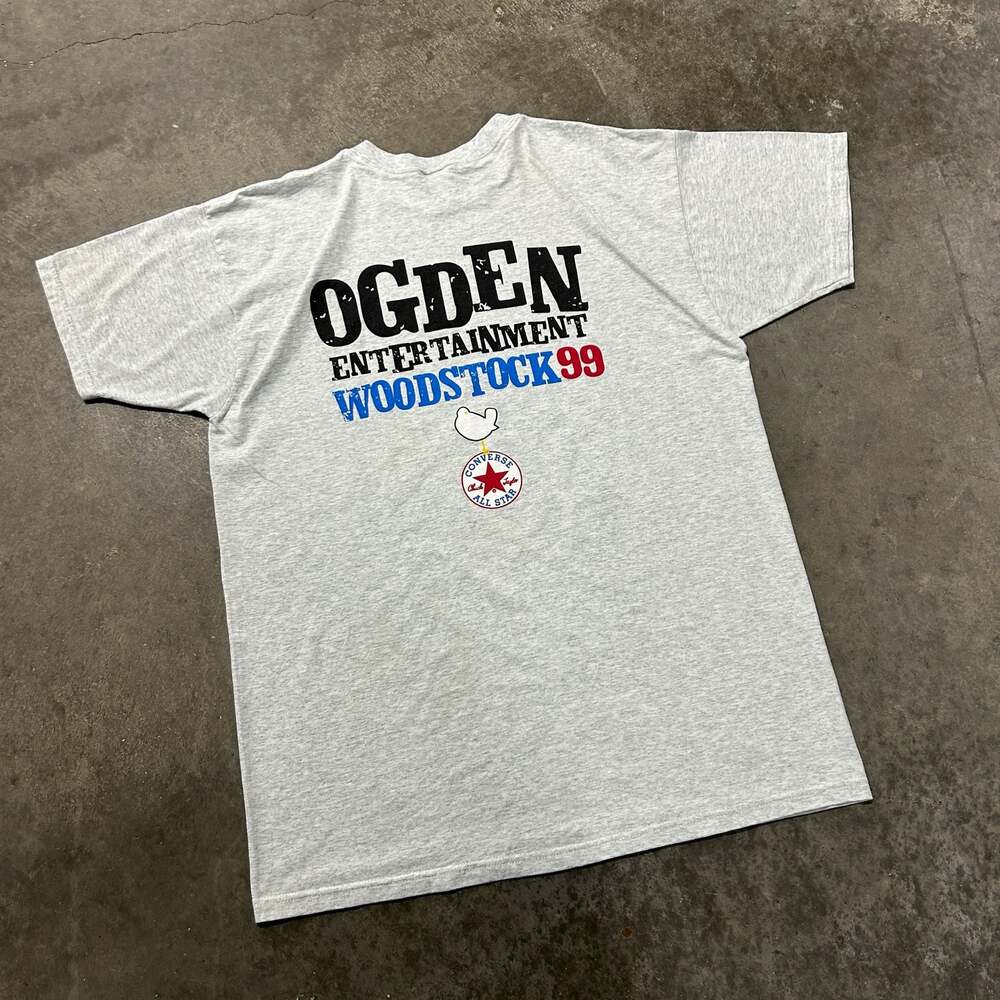 Vintage 1999 Woodstock 99 Ogden Entertainment Converse T-Shirt XL Gray